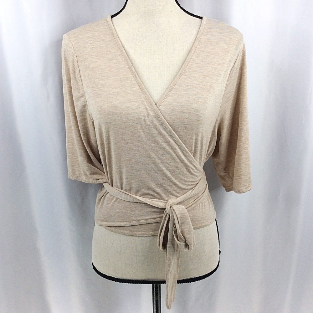 Torrid Active Super Soft Jersey Crop Wrap Top Size 1X Beige Short Sleeve